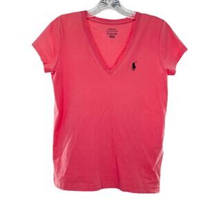 POLO RALPH LAUREN Pink V-Neck Cotton Short Sleeve Classic Barbie Tee T-Shirt XS